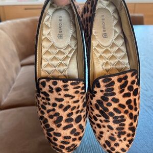 BIRDIES The Starling New Leopard Print Haircalf Black and Tan Gold Womens size 7